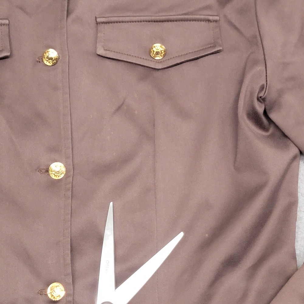 St John Jacket Womens Small Brown Sport Structured Gold Button Military‎ Pockets - Picture 4 of 16